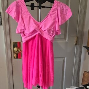 Pink Ruffle Sleeve Dress